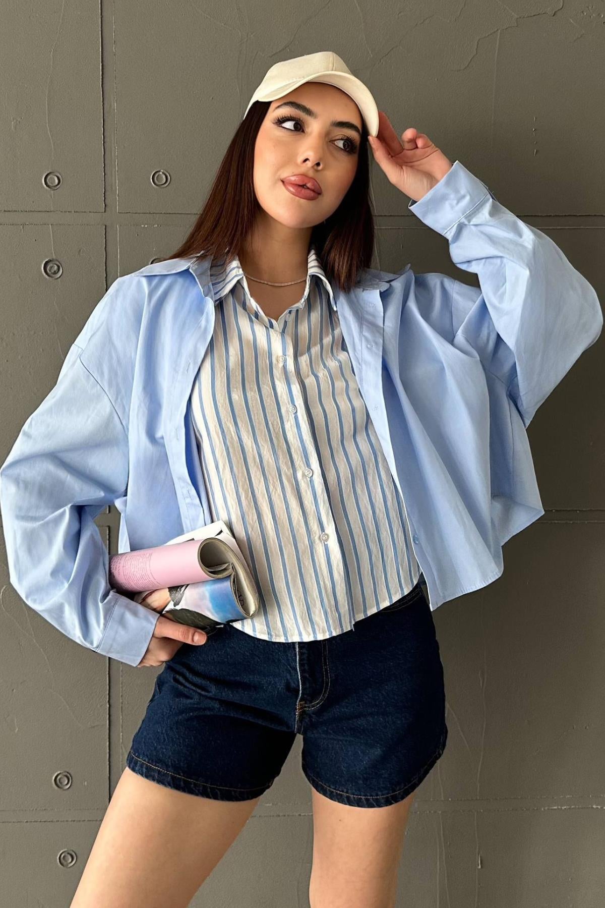 Chemise courte à effet doublé chemise oversize