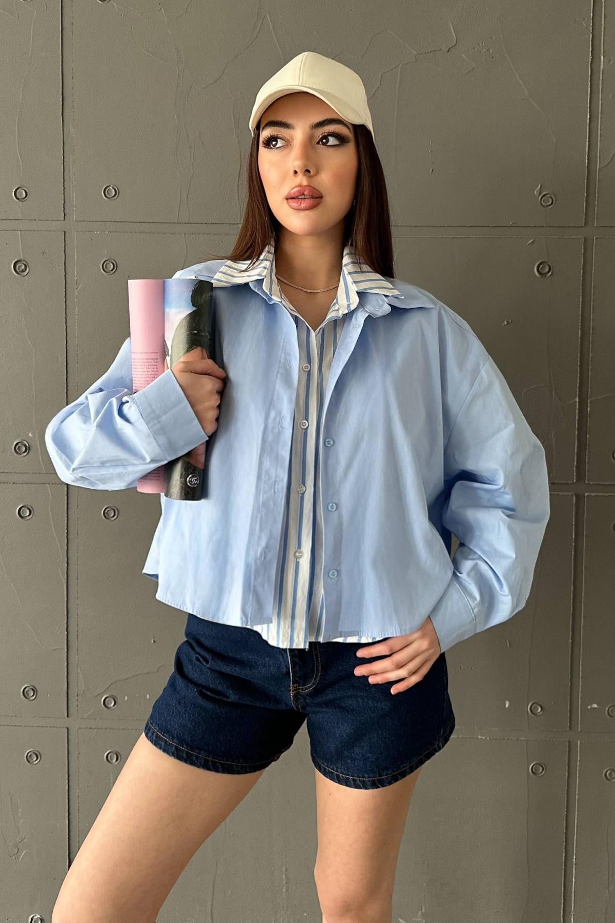 Chemise courte à effet doublé chemise oversize