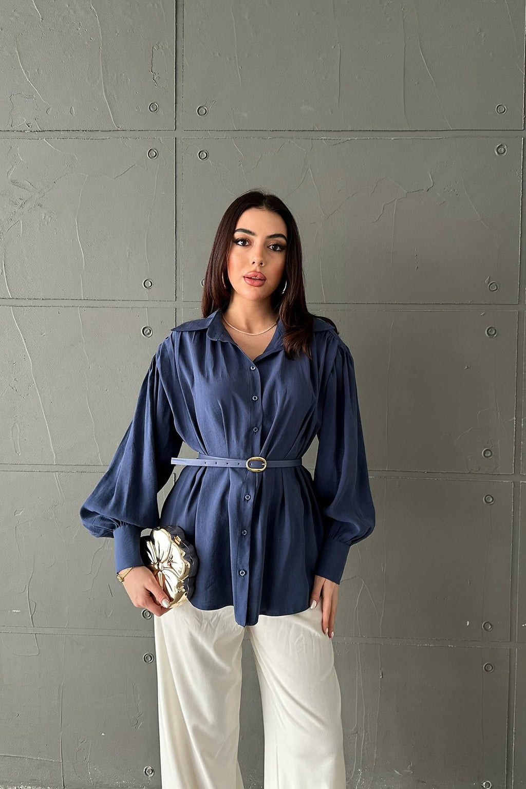 Chemise oversize avec ceinture