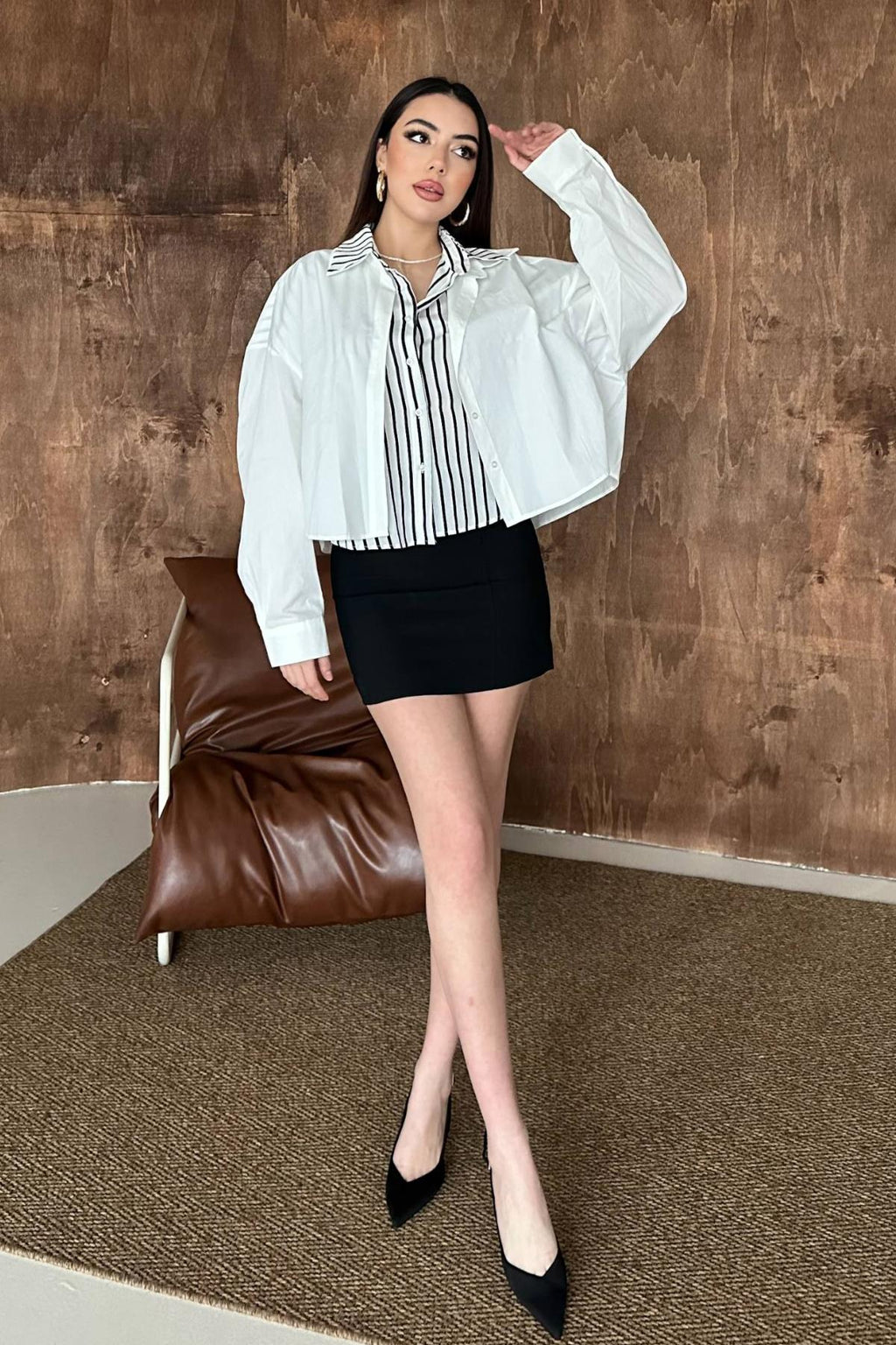 Chemise courte à effet doublé chemise oversize
