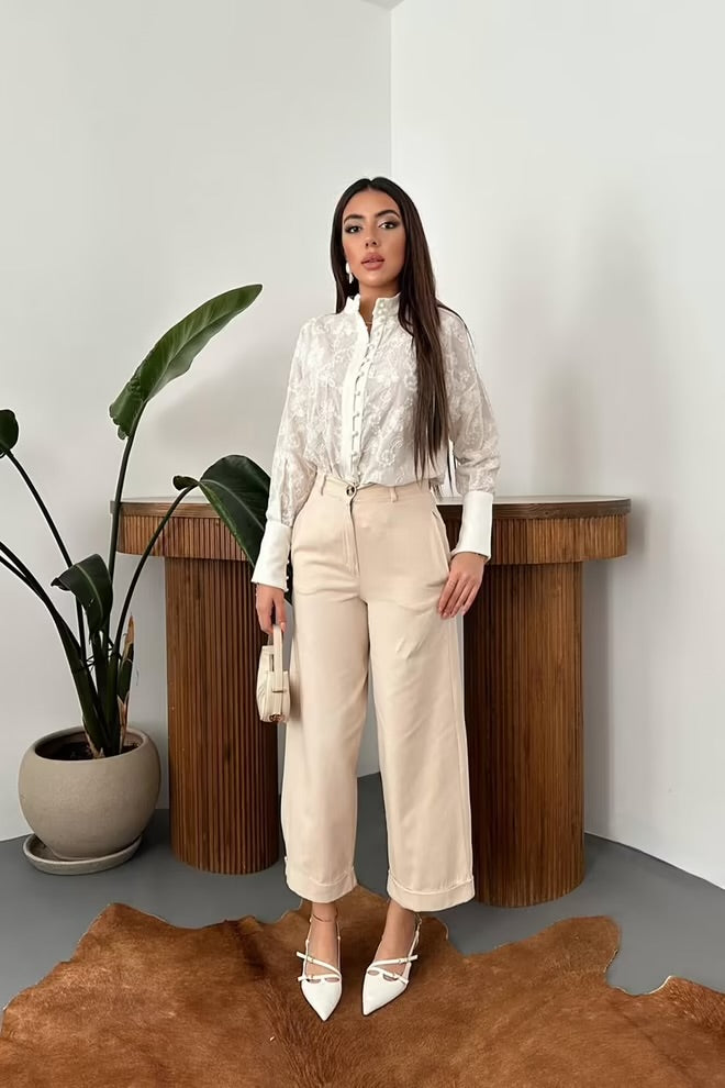 Pantalon a poche en Lin