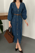 Robe en jean à manches bouffantes