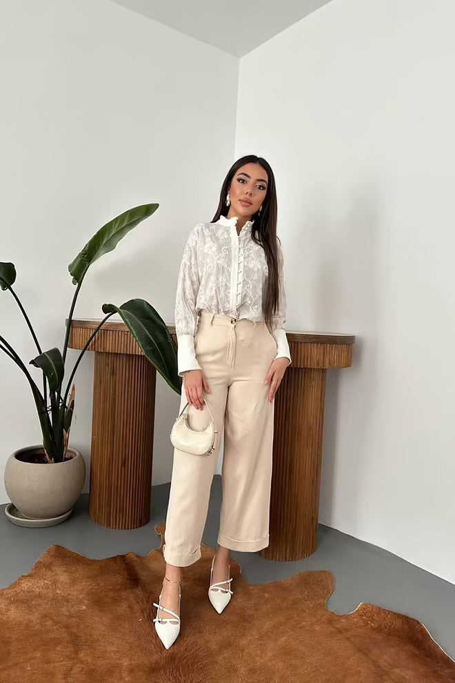 Pantalon a poche en Lin