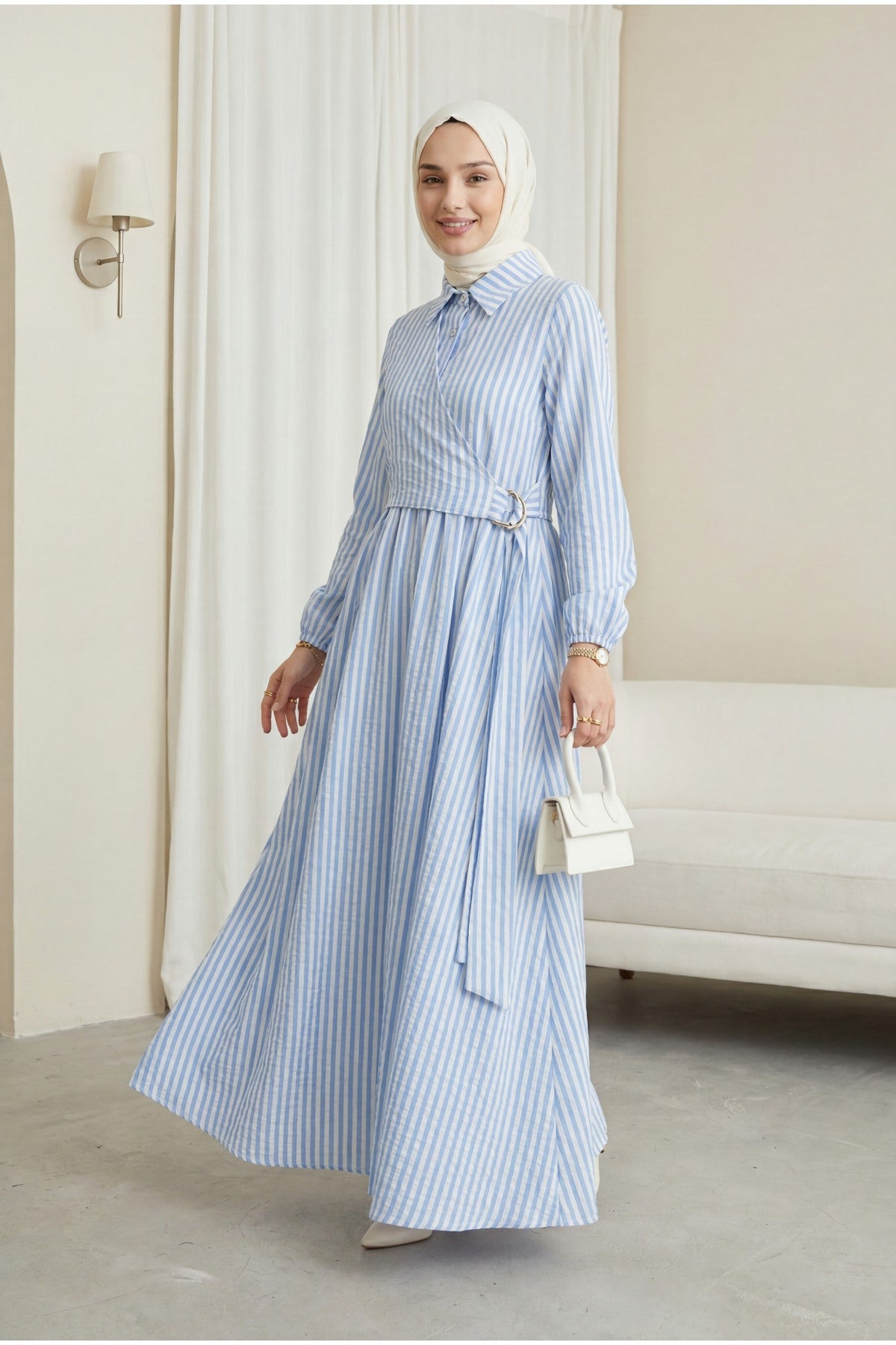 Robe en Lin Rayé
