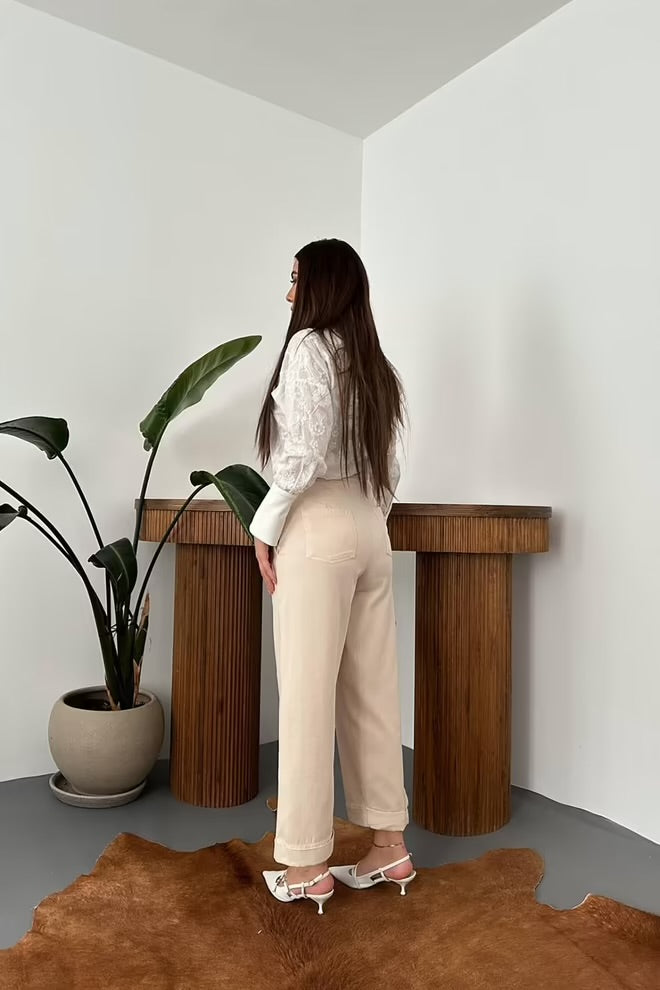 Pantalon a poche en Lin