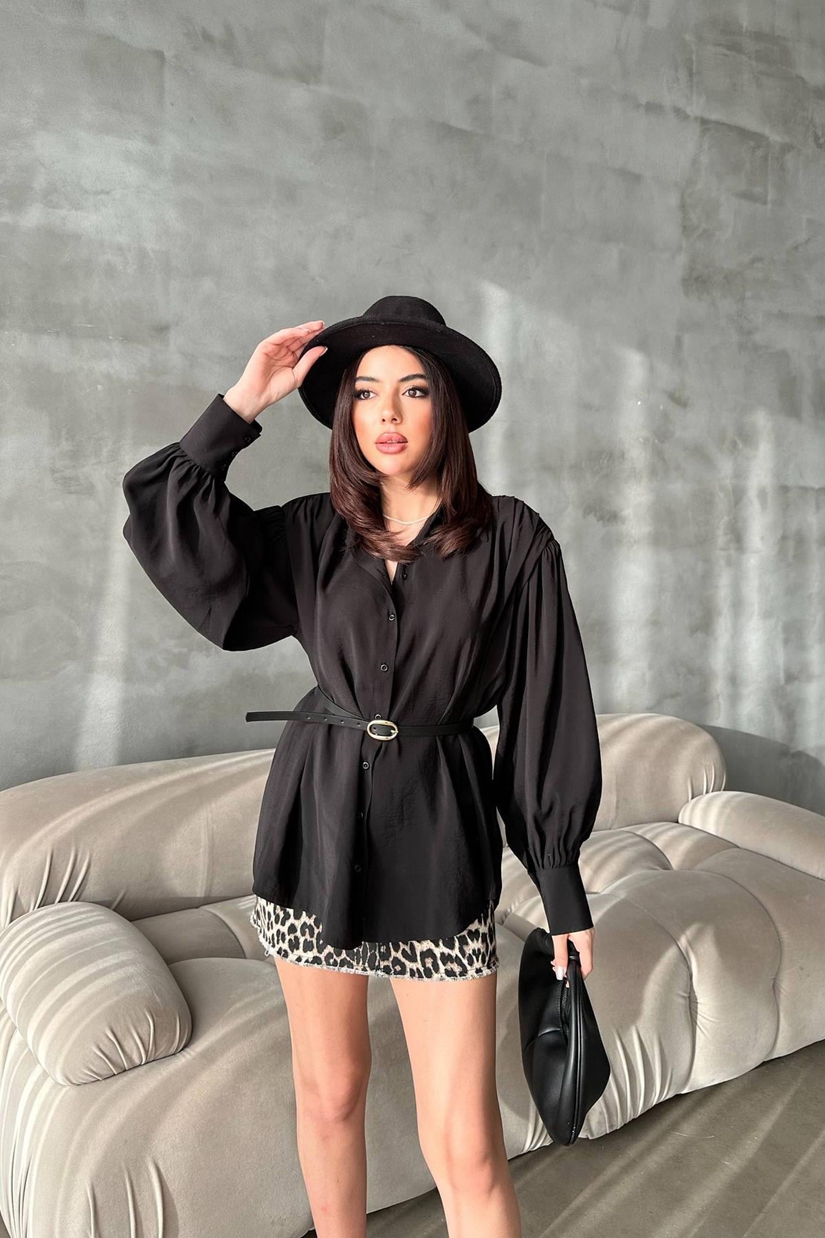 Chemise oversize avec ceinture