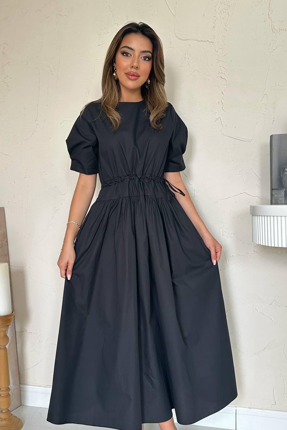 Robe poplin a taille ajustable