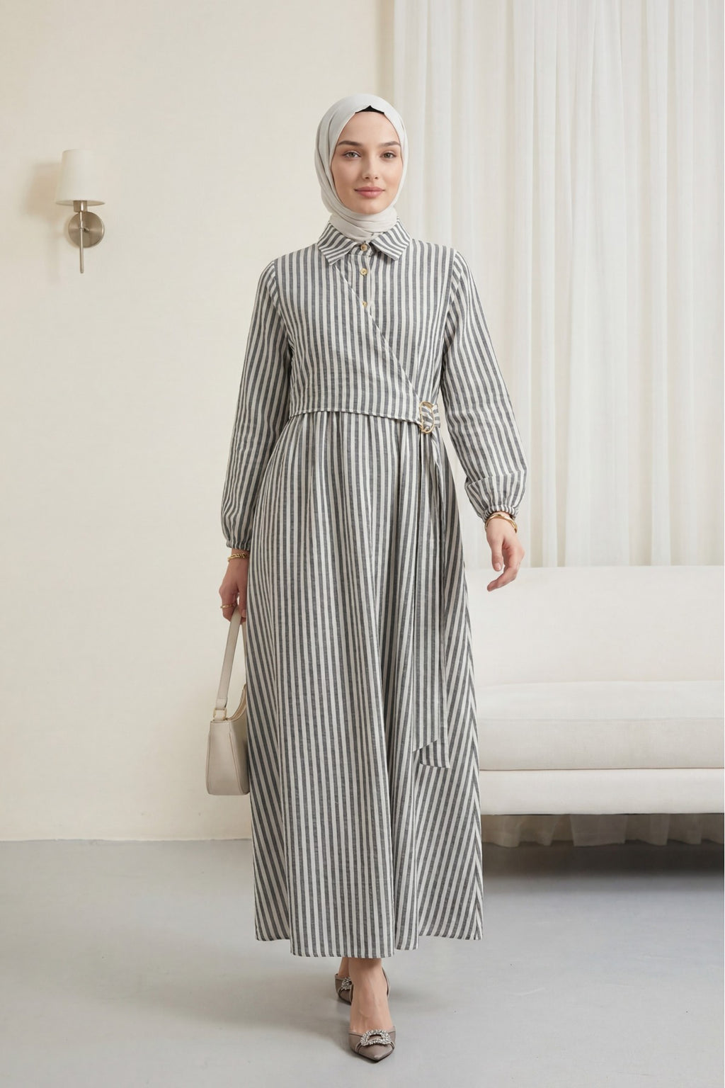 Robe en Lin Rayé