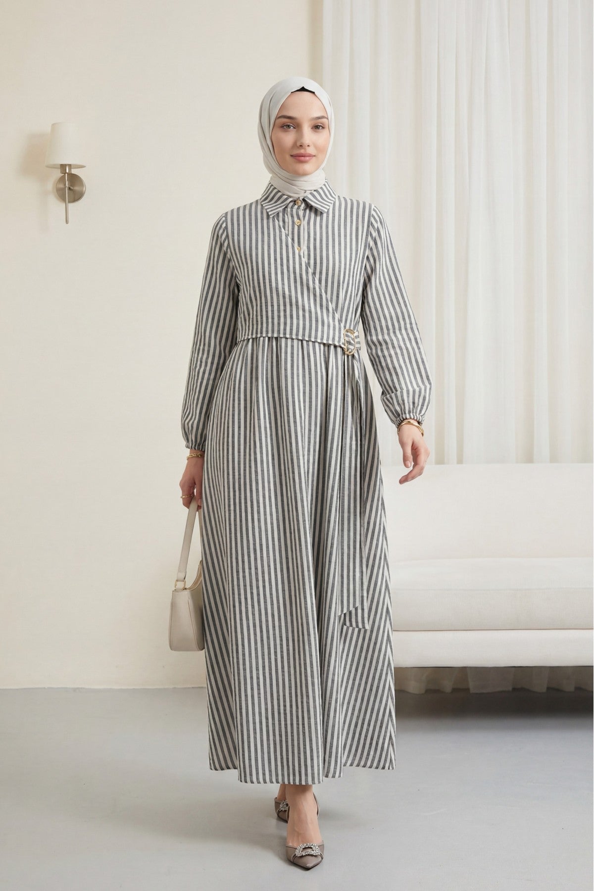 Robe en Lin Rayé