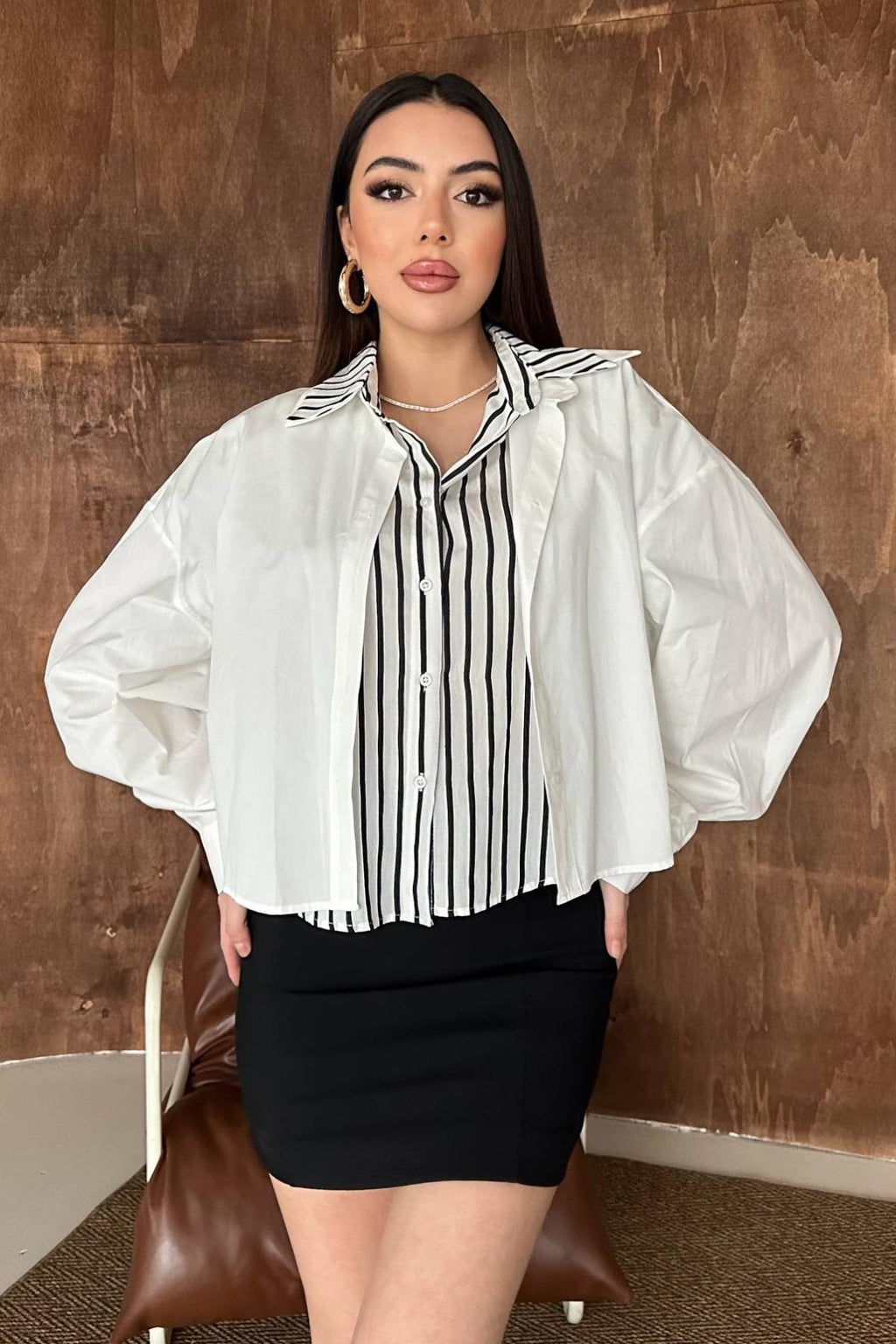 Chemise courte à effet doublé chemise oversize