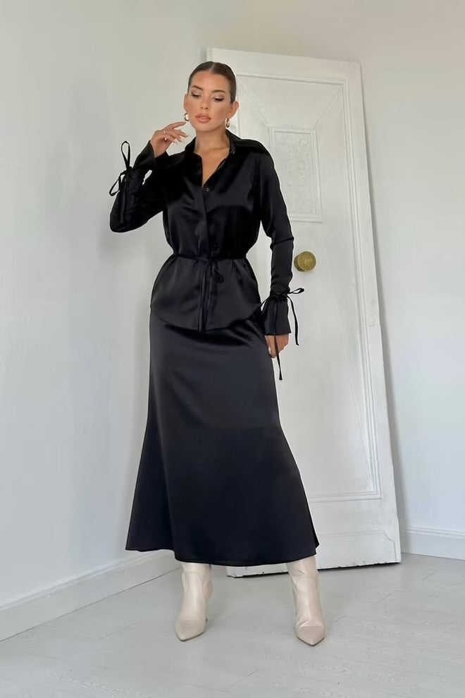 Ensemble jupe et haut en satin