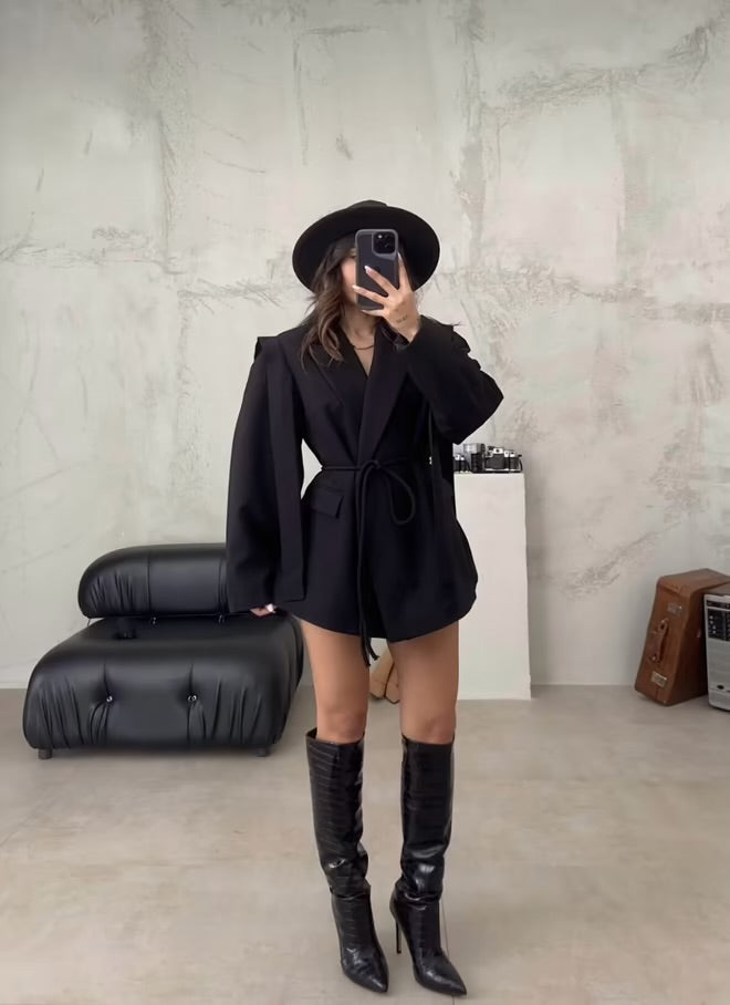 Veste blazer a frange coupe large