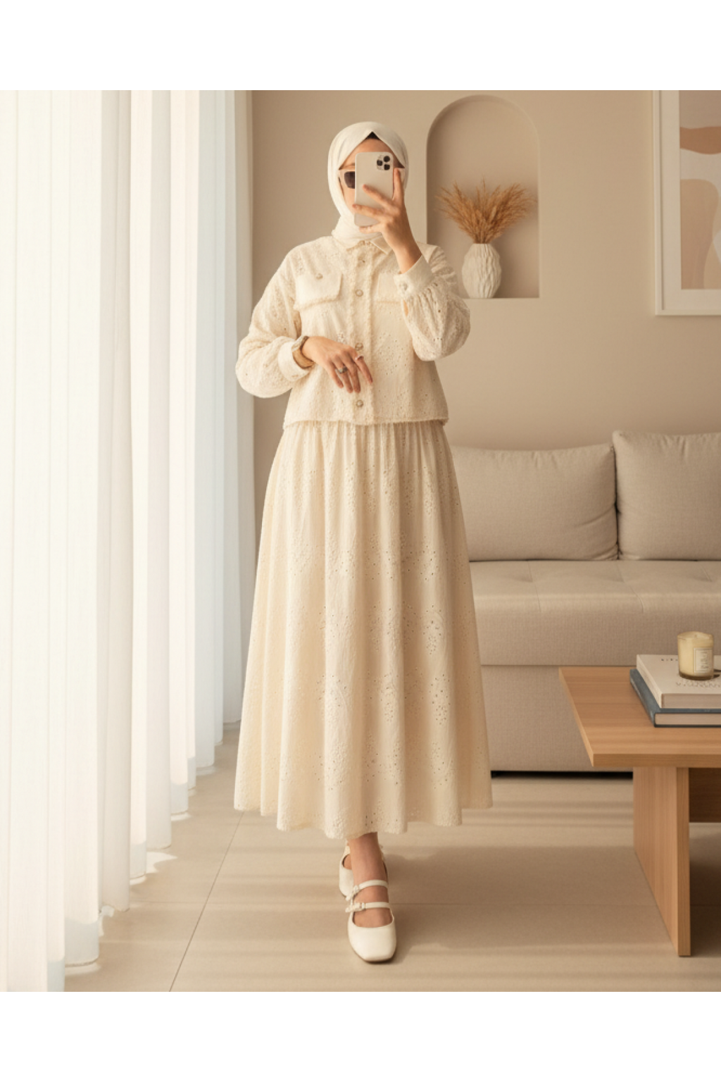 Ensemble jupe chemise brodé