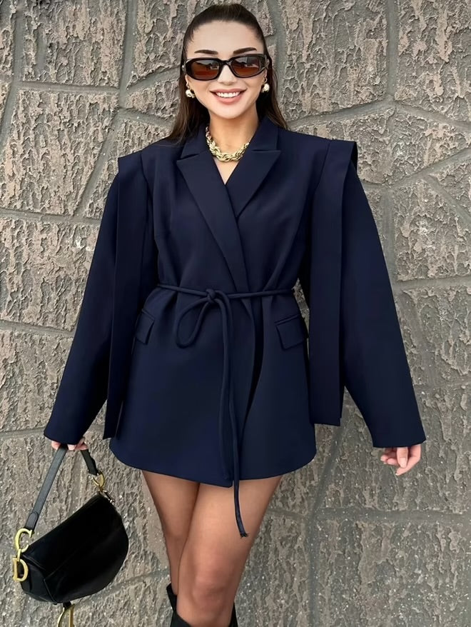 Veste blazer a frange coupe large