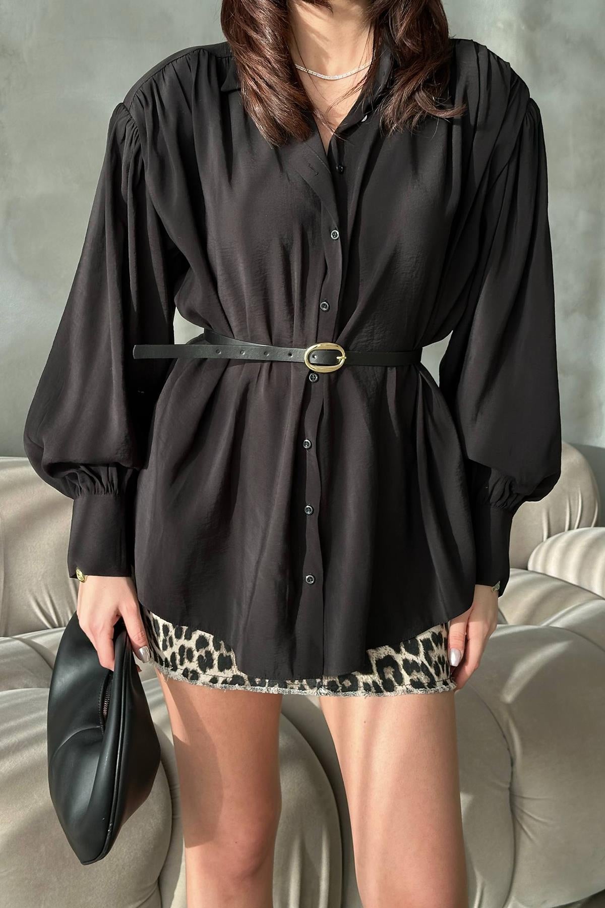 Chemise oversize avec ceinture