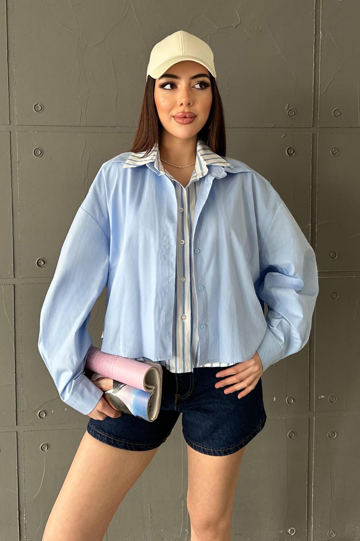 Chemise courte à effet doublé chemise oversize
