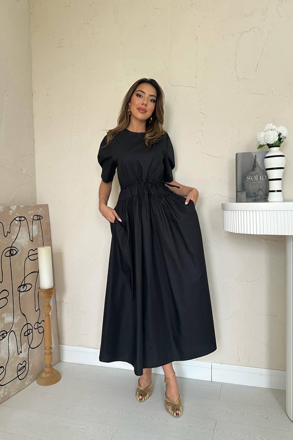 Robe poplin a taille ajustable