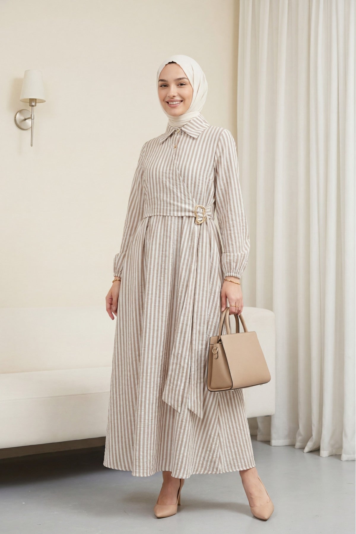 Robe en Lin Rayé