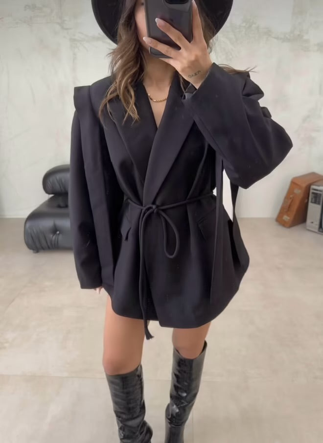 Veste blazer a frange coupe large