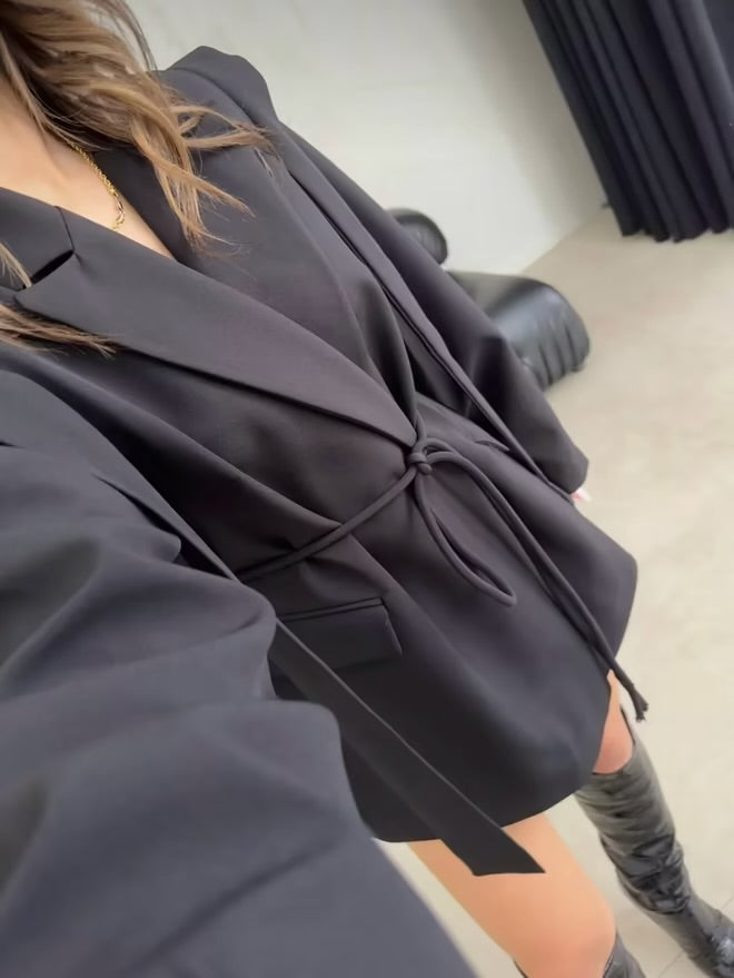 Veste blazer a frange coupe large