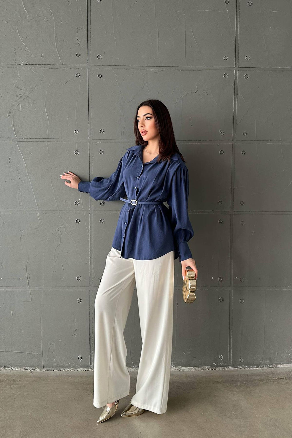 Chemise oversize avec ceinture