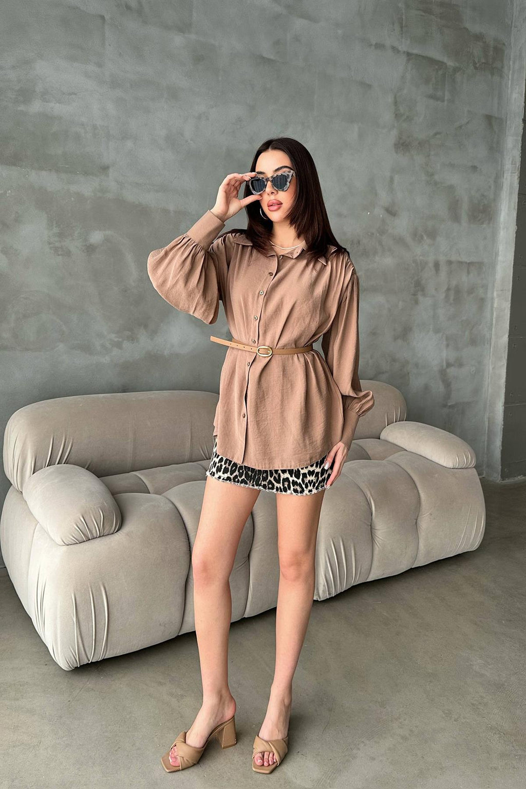 Chemise oversize avec ceinture