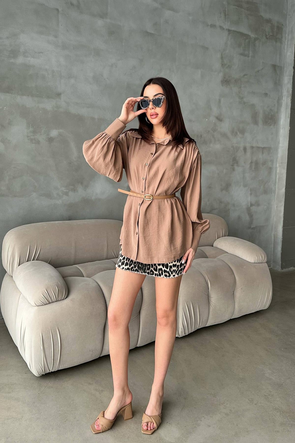 Chemise oversize avec ceinture