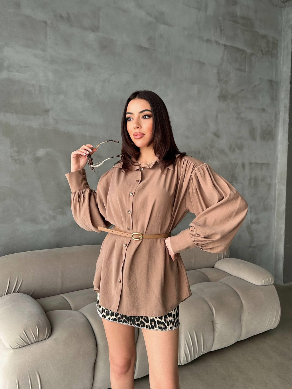 Chemise oversize avec ceinture