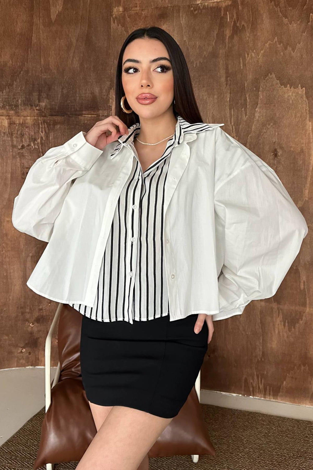 Chemise courte à effet doublé chemise oversize