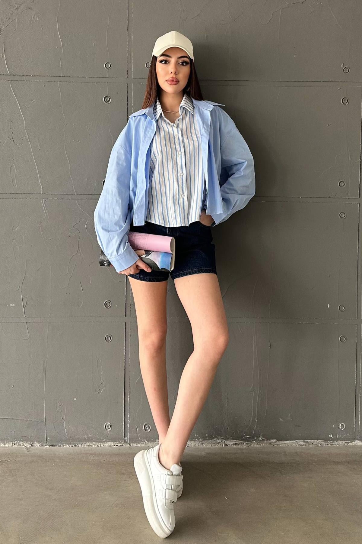 Chemise courte à effet doublé chemise oversize