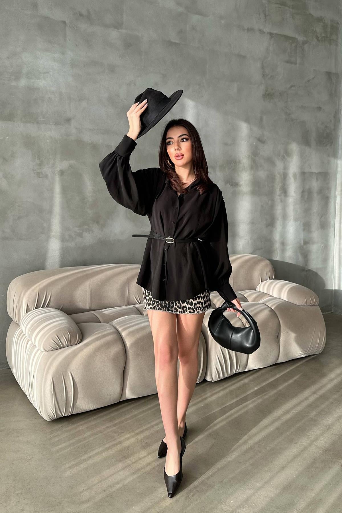 Chemise oversize avec ceinture