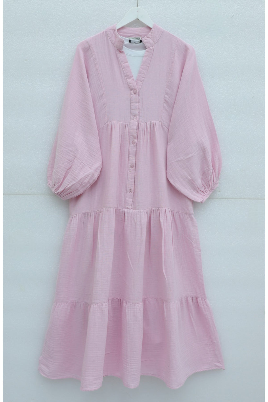 Robe Mousseline Col V longue