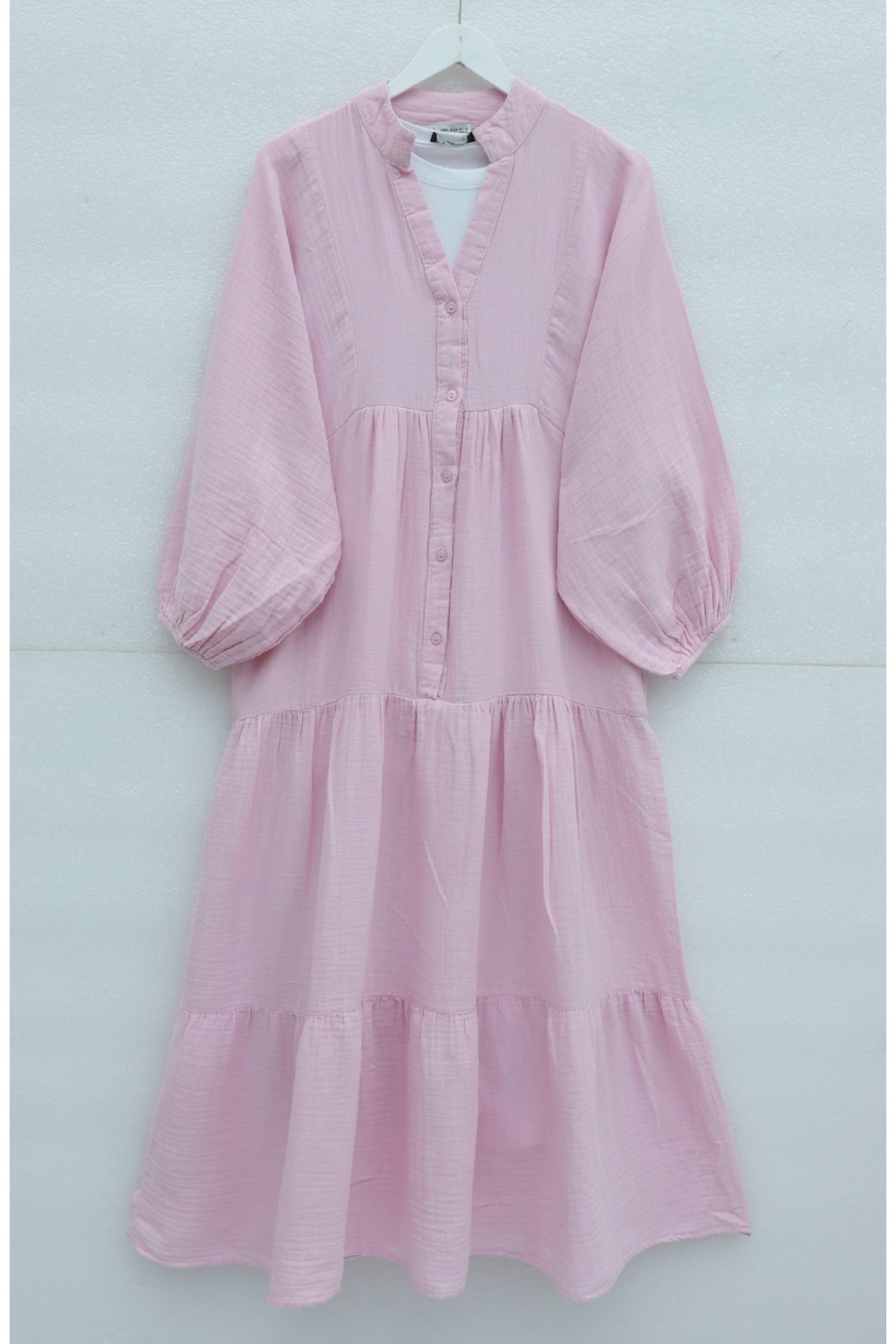 Robe Mousseline Col V longue