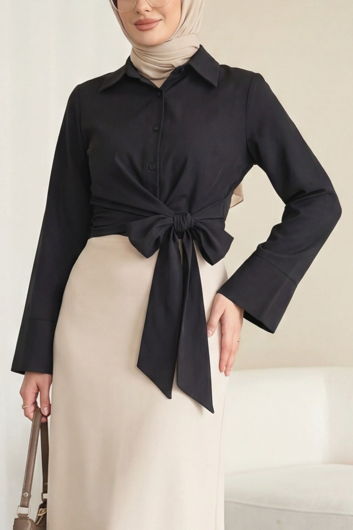 Chemise à taille nouée