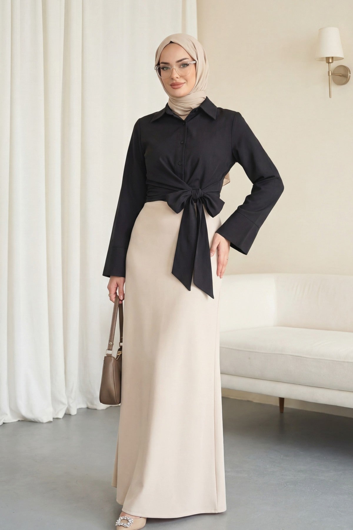 Chemise à taille nouée