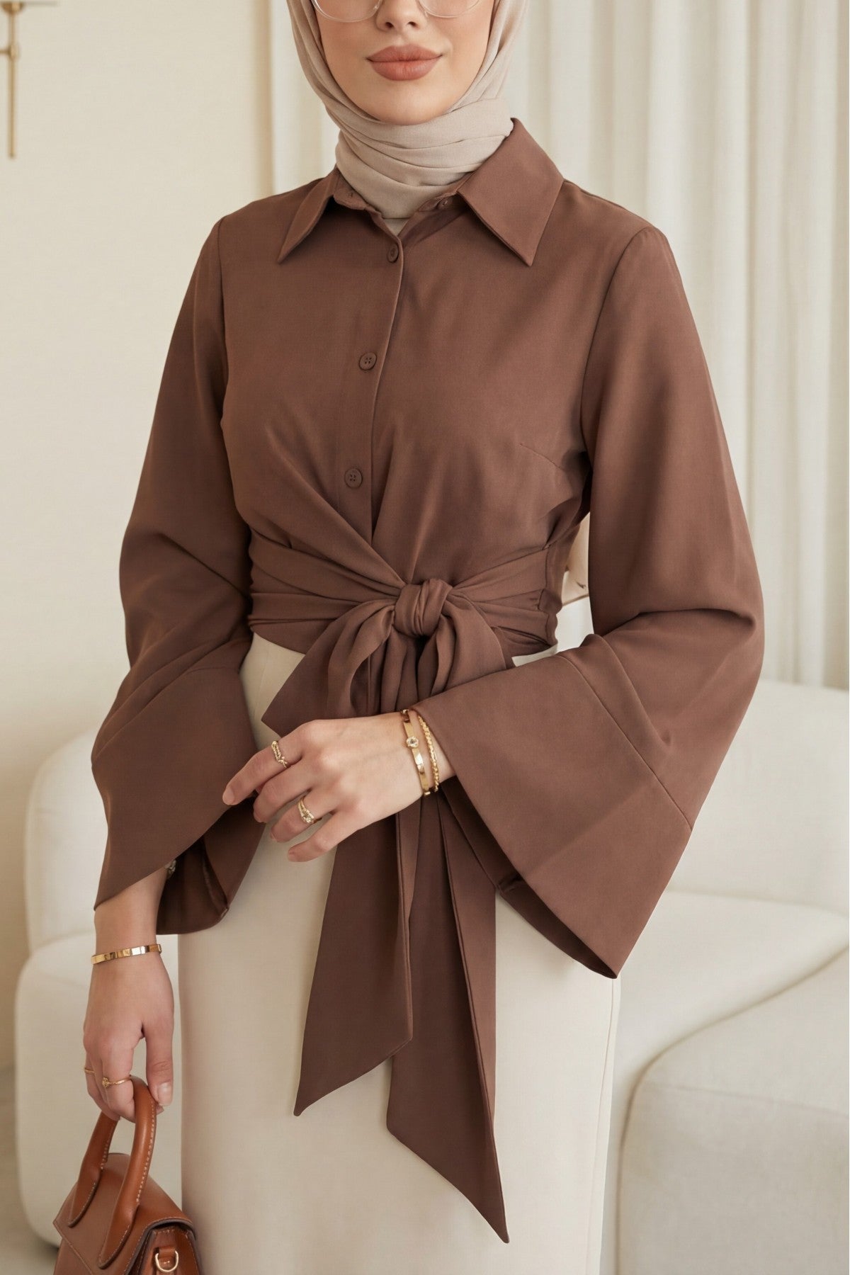 Chemise à taille nouée
