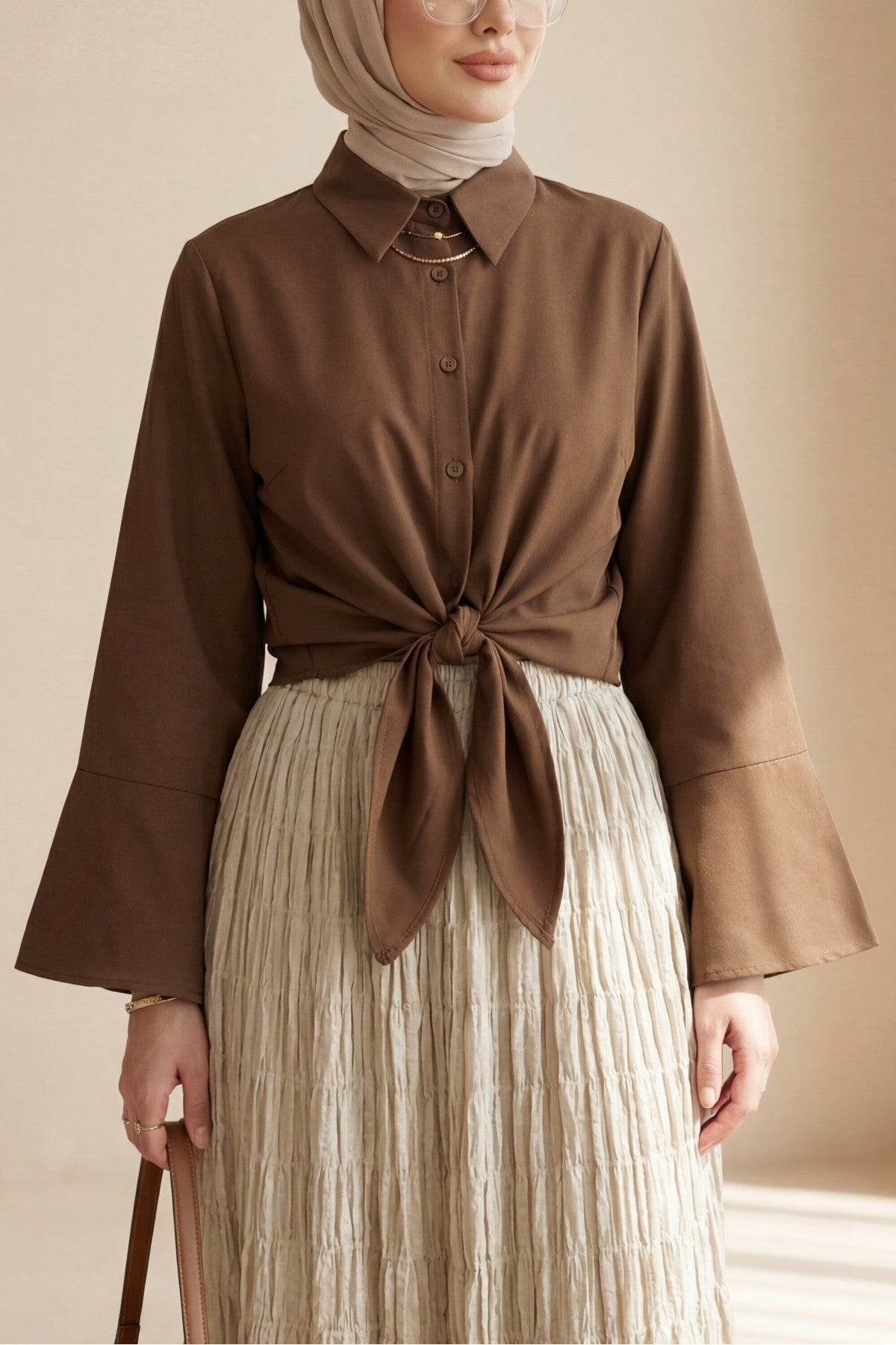 Chemise à taille nouée