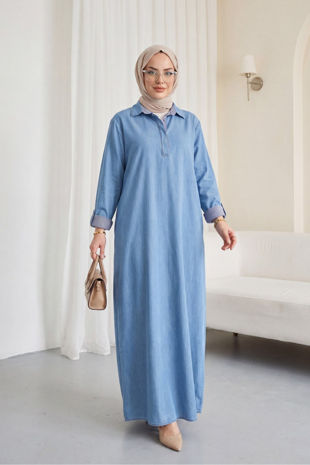 Robe longue en jean