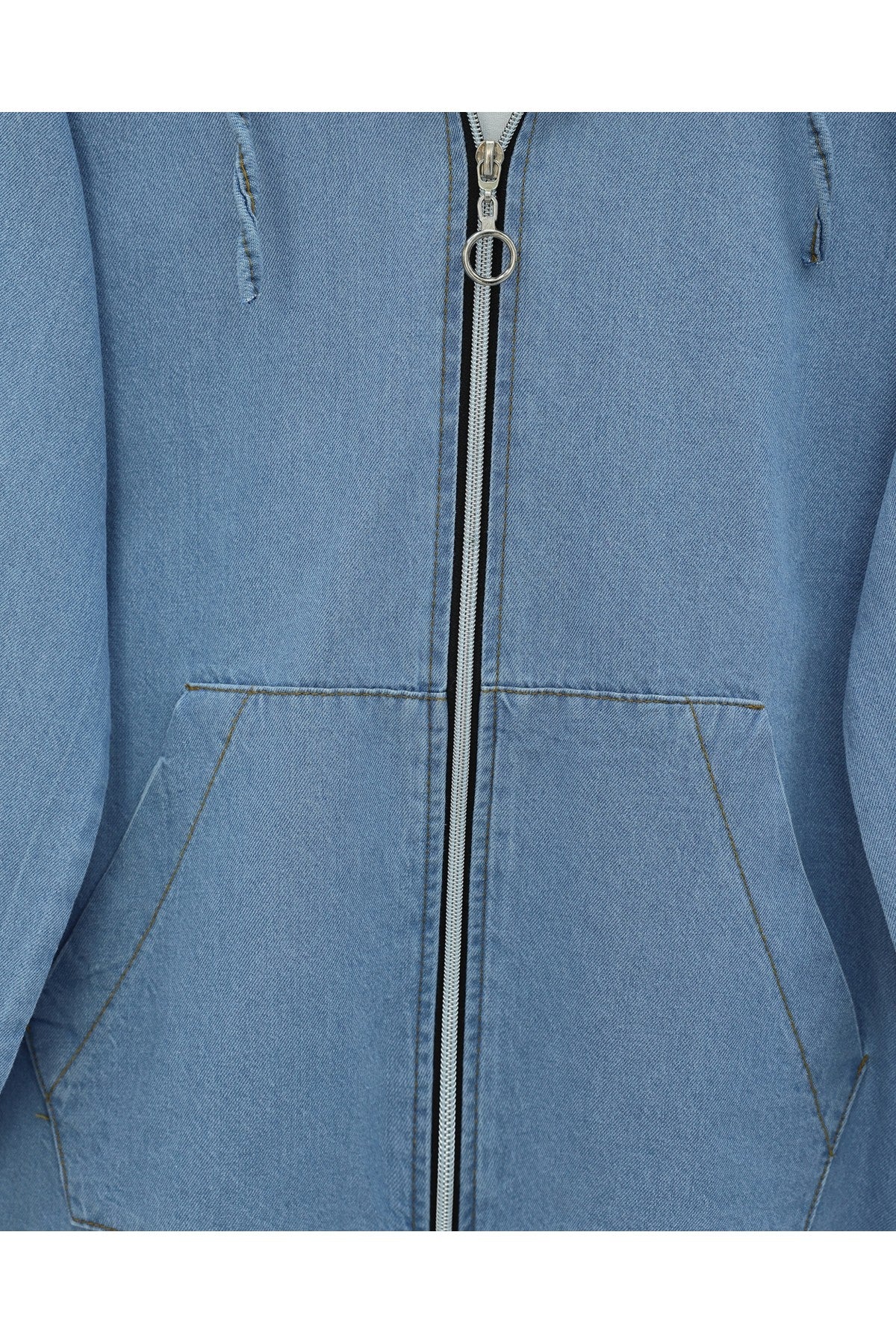 Ensemble pantalon jean fermeture zippee et capuche