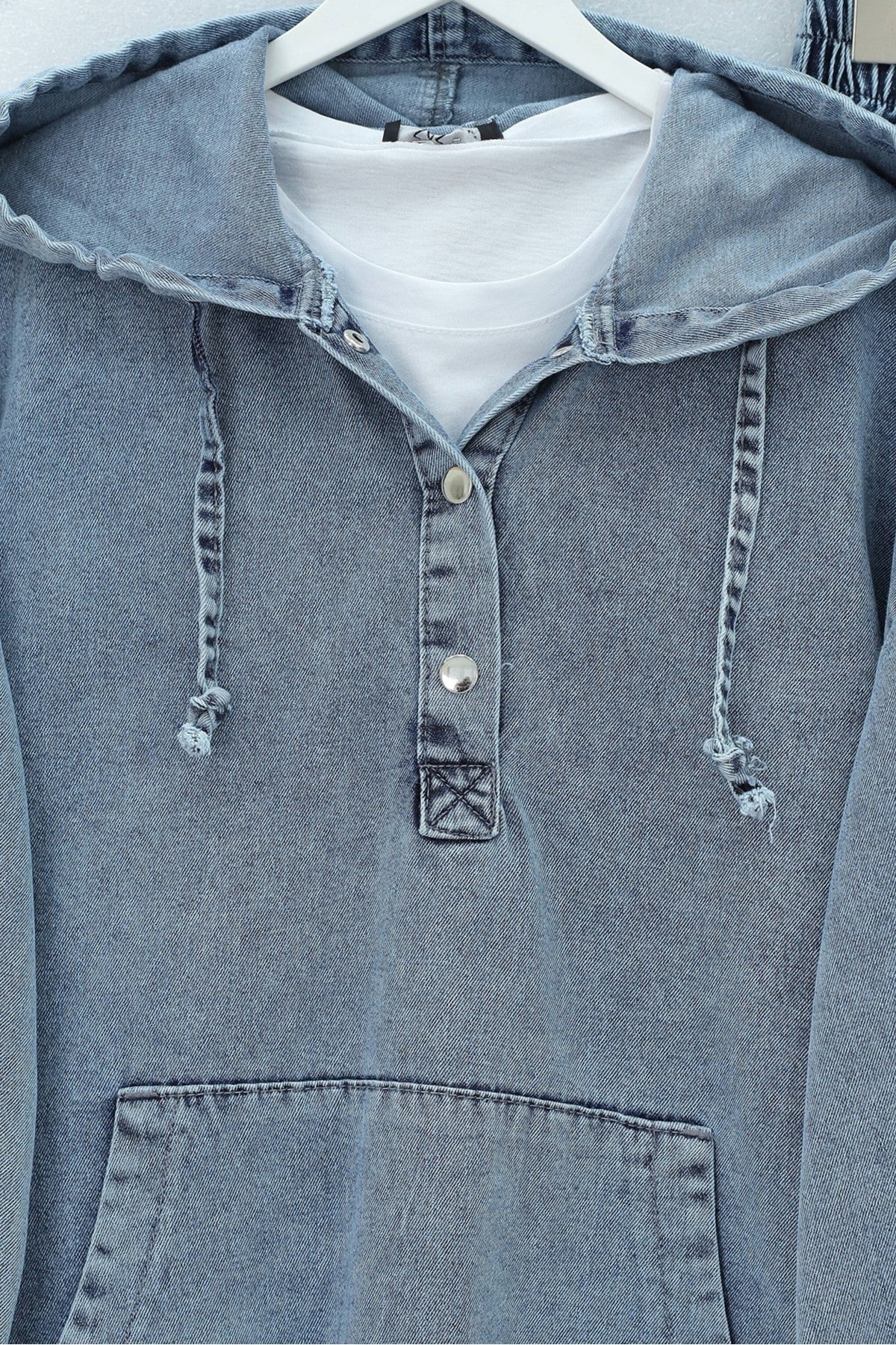 Ensemble pantalon en jean poche kangourou